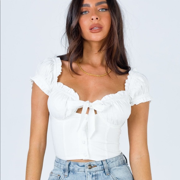 Princess Polly Elouise White Crop Top - Picture 3 of 8